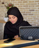 روسری مجلسی اسلپ تمام نگین جت بلک اعلا