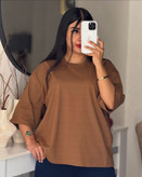تیشرت باکسی ساده نخ پنبه تیشرت بیسیک بدون طرح سایز آزاد