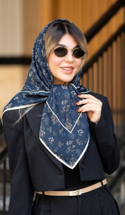 روسری حریر نخ قواره ۱۱۰ تم سورمهای